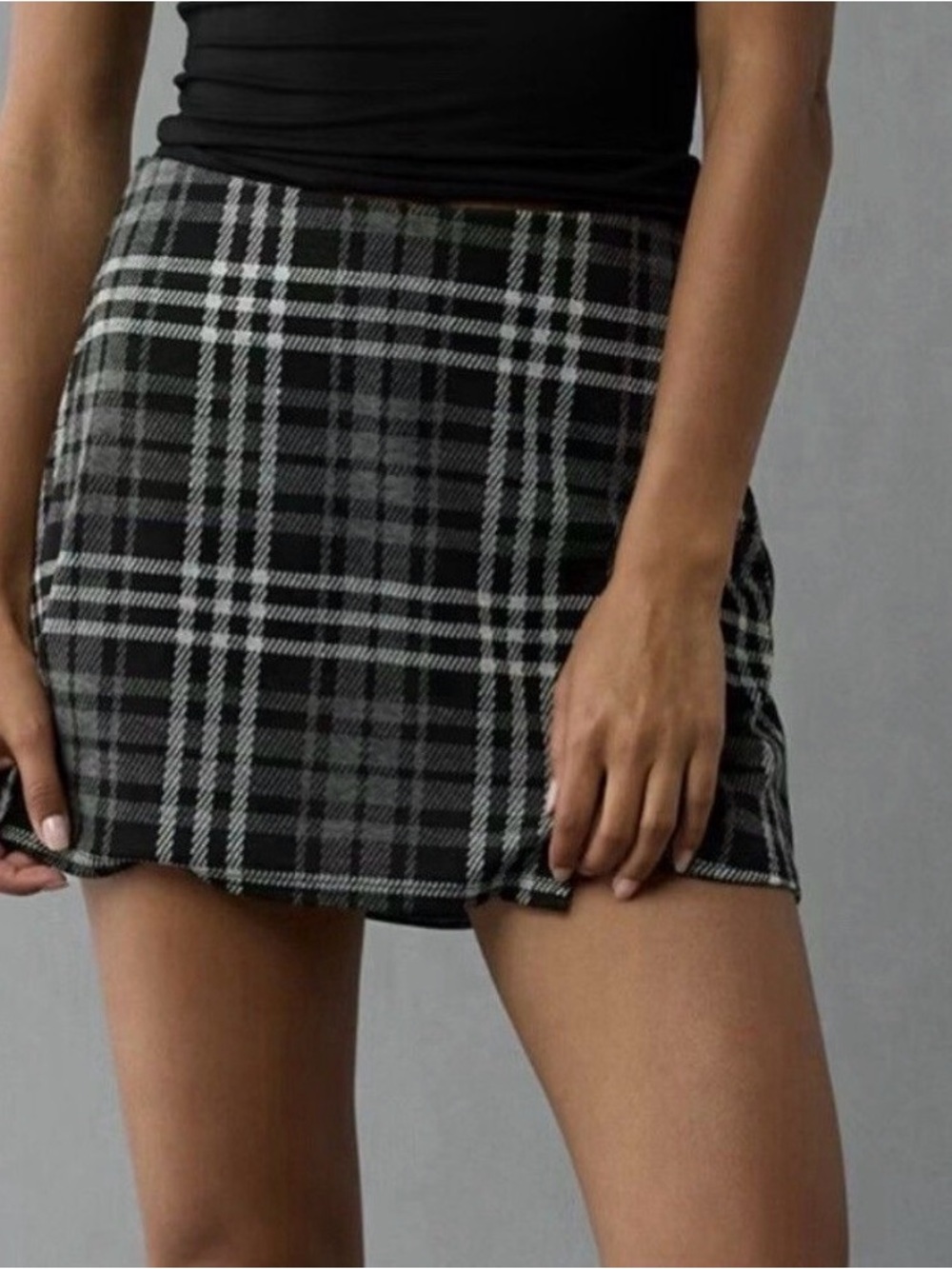 AE It Knit Plaid Skort